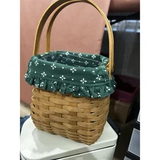 Longaberger Tiny Tote Basket Combo Heritage Green Liner & Protector