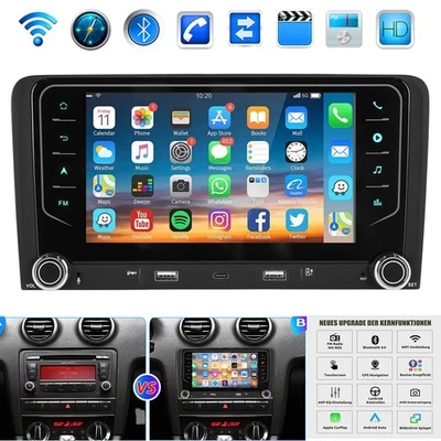 ESSGOO Android15 Für Audi A3 S3 RS3 8P 64G Apple Carplay Autoradio GPS Navi Kamera DAB+