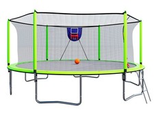 15ft Trampoline Basketball Hoop Ladder Inflator 6 Safety Sleeves Green