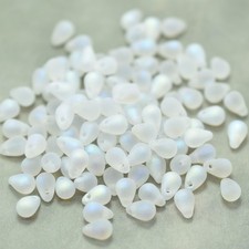 50 Beads - 4x6mm Teardrop Crystal Matte AB - Czech Glass