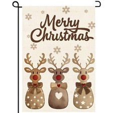 Merry Christmas Garden Flag 12x18 Vertical Double Sided Brown