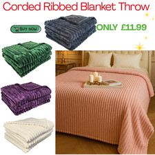 Chunky Cord Ribbed Throw  Over Sofa Bed Super Soft Large Fluffy Double & King