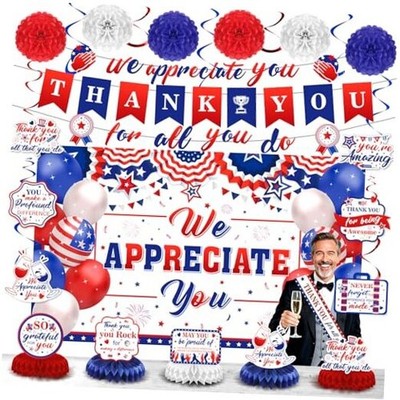 We Appreciate You Party Decorations Red Blue Thank You for All You Do Blue Red