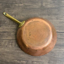 COPPER Frying Pan Brass Handle Fry Pan Skillet 8.5" Diameter 4011
