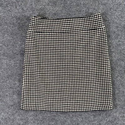 Talbots Womens 16 Houndstooth Wool Blend Skirt Black White Preppy Academia