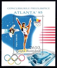Romania 1995, Mi#5153=Bl 297, Sc#4067, S/S, Atlanta Olympics, gymnastics, MNH!