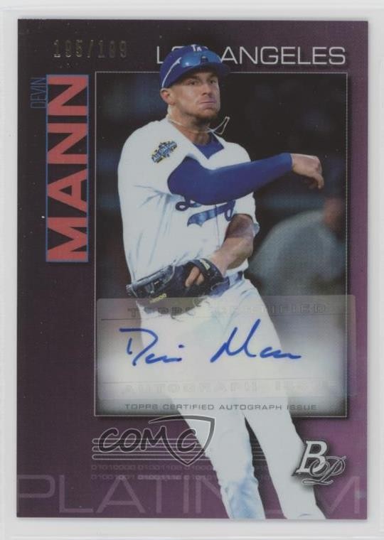 2020 Bowman Platinum Wal-Mart Top Prospects Purple 195/199 Devin Mann Auto 0l2