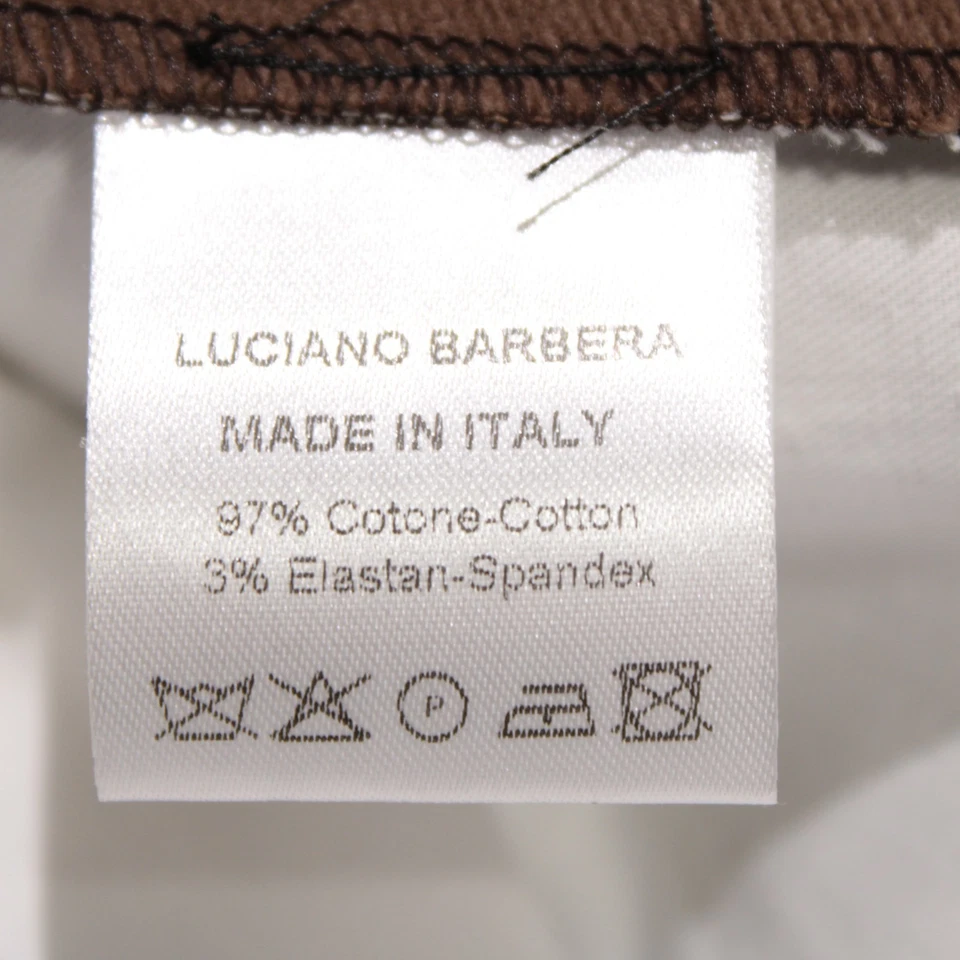 Chinos Luciano Barbera nuevos con etiquetas/informales talla 54 (38 EE. UU.) algodón marrón liso Foto 4 de 4