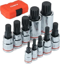 XZN Triple Square Spline Bit Socket Set, 10 Piece, Metric sized, M4 - M18 Set, P