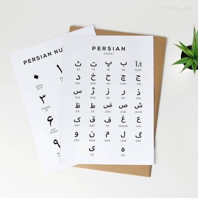 Persian Alphabet and Number Print Set x2, Farsi Language Learning