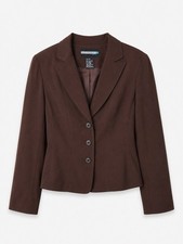 Brown Stretch Tailored Blazer Requirements Petite 10P Office Siren Career Jacket