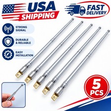 5pcs Replacement Telescopic Antenna 6 Sections 49cm Aerial For Am Fm Radio Tv