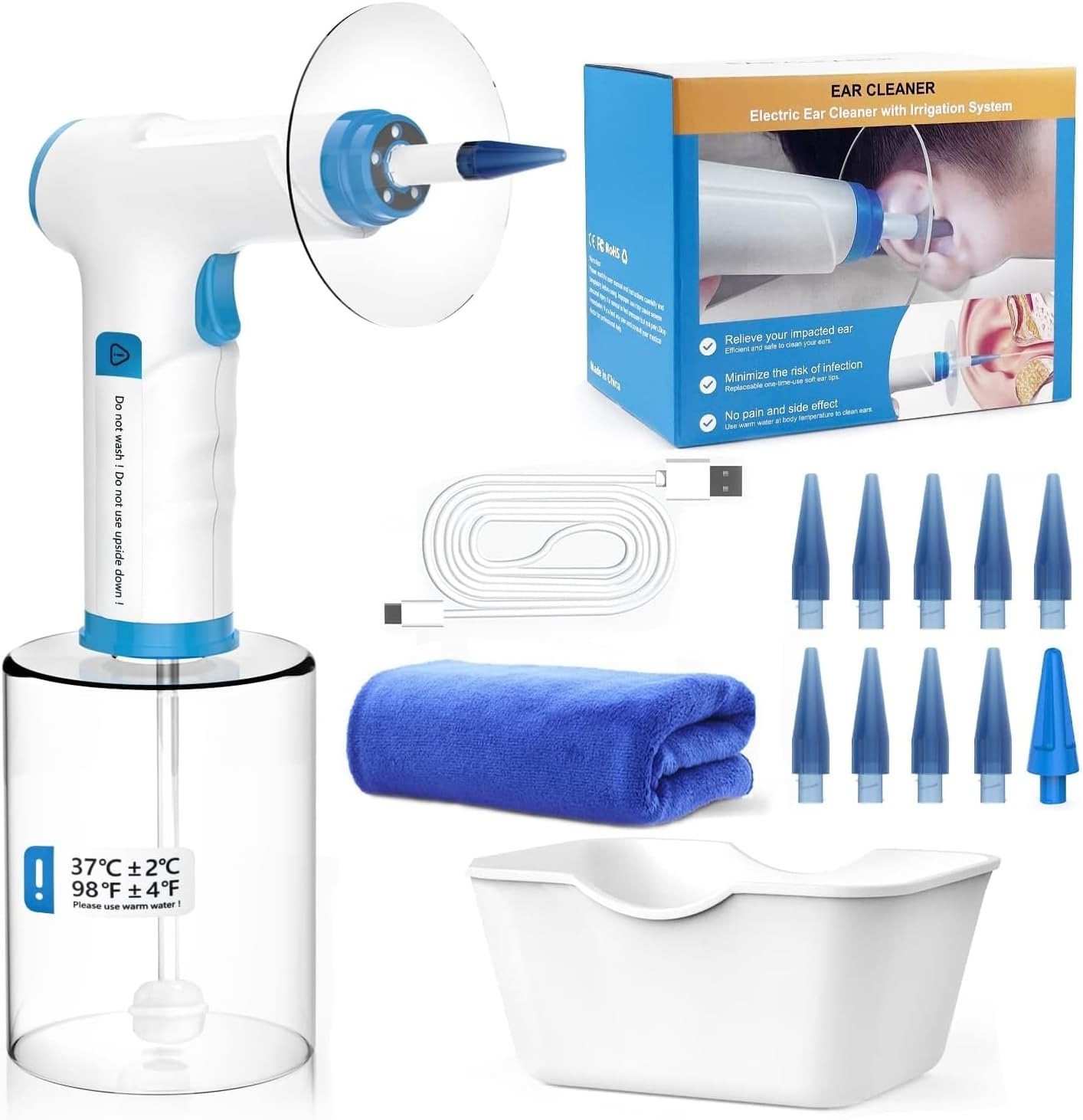 Ear Wax Removal Kit, Rechargeable Electric Earwax Remove Removal Ear Irrigation