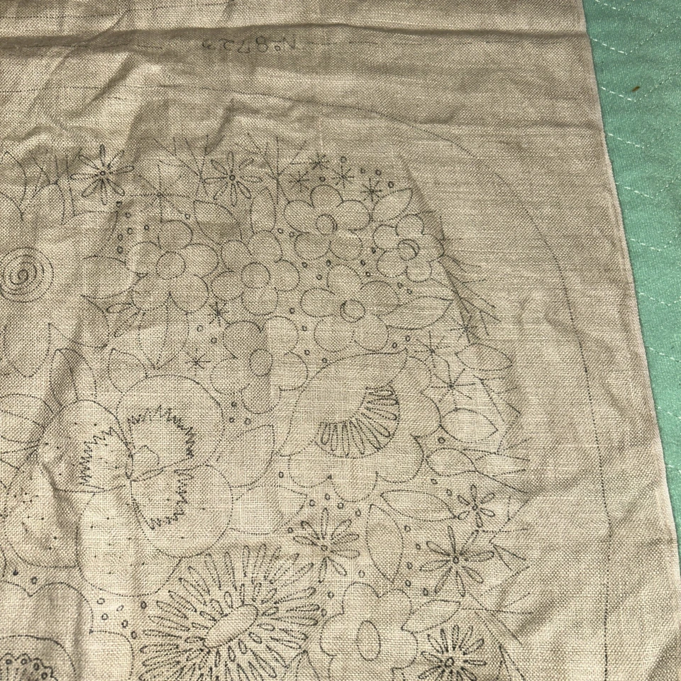 Vintage Pillow Embroidery Needlework Hooking Pattern On Fabric UNFINISHED 16.5” - Image 4 of 4