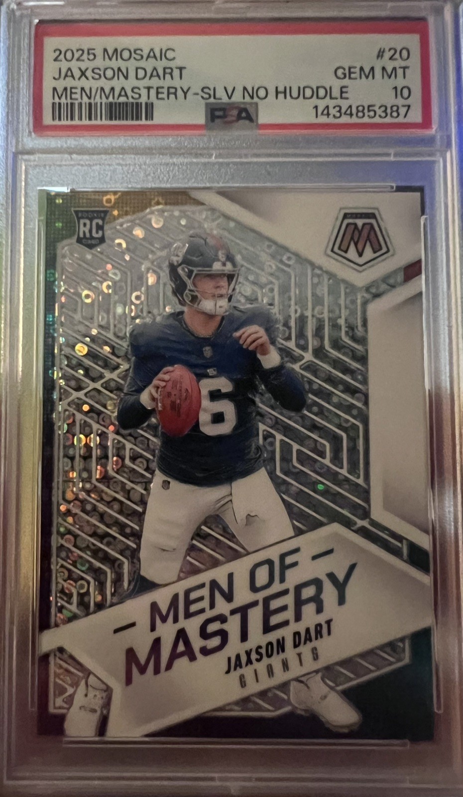 Jaxson Dart Panini Mosaic Men of Mastery #20 Silver No Huddle