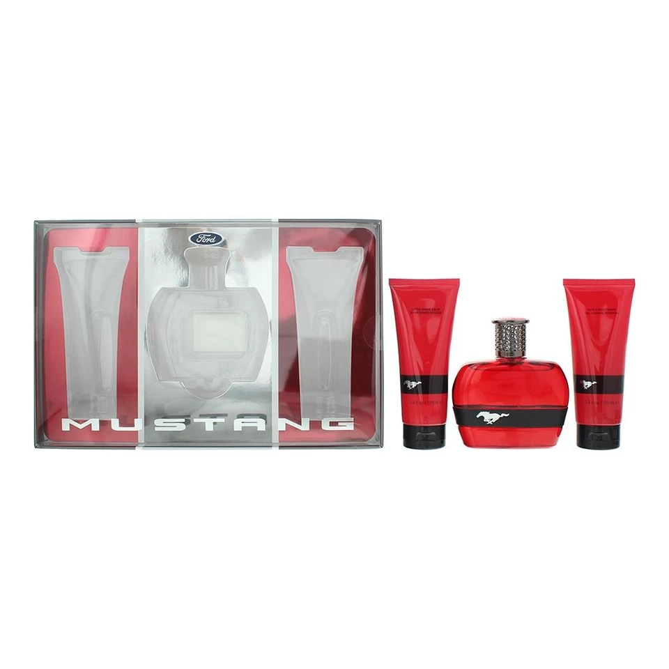 Mustang Red Eau de Toilette 100ml, Aftershave Balm 100ml + Body Wash 100ml - Image 1 of 4