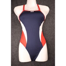 TYR One Piece Swimsuit Women Size 30 Navy Red White USA Competition NWT