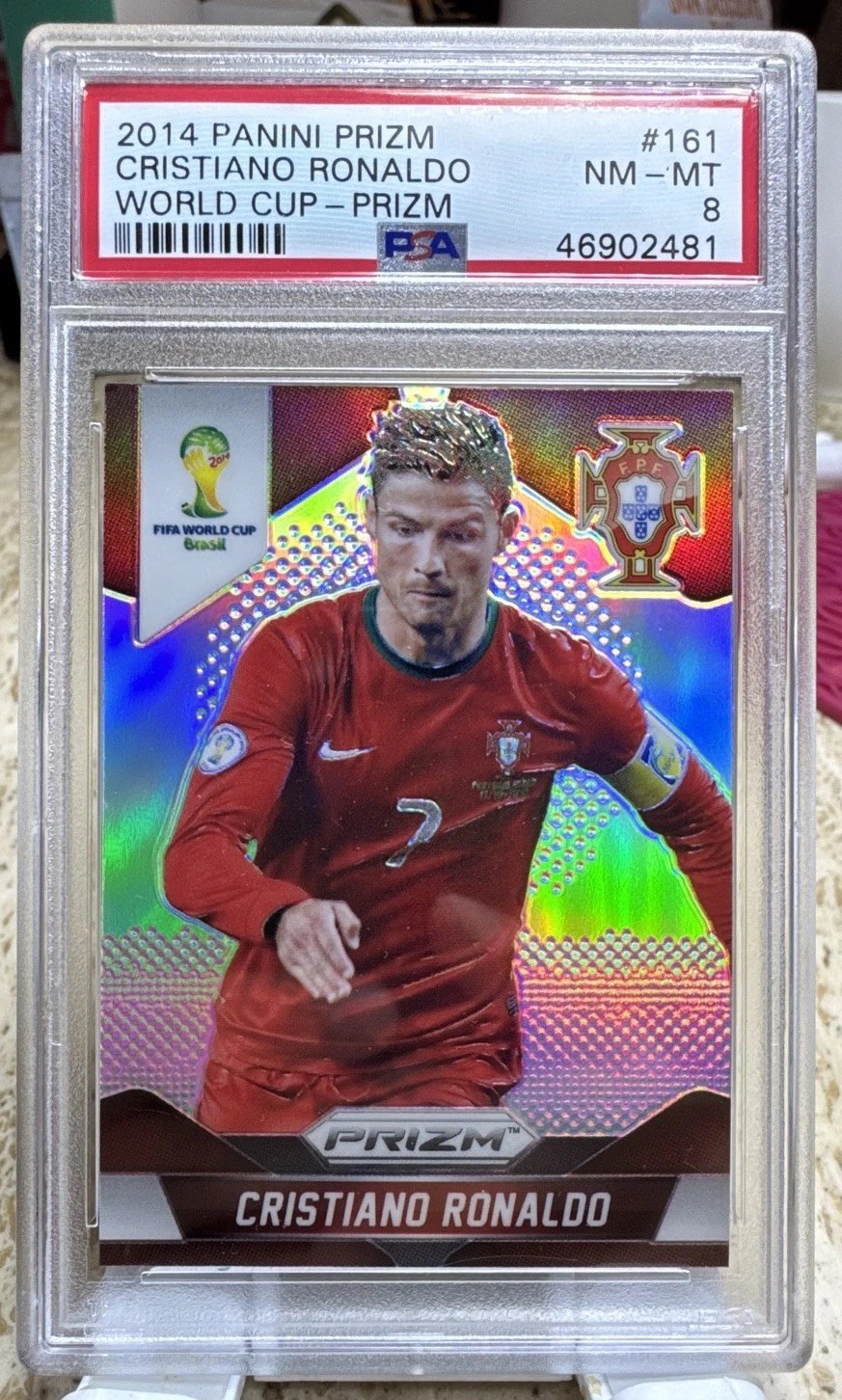 2014 Panini Prizm World Cup - Cristiano Ronaldo #161 Silver Prizm PSA 8
