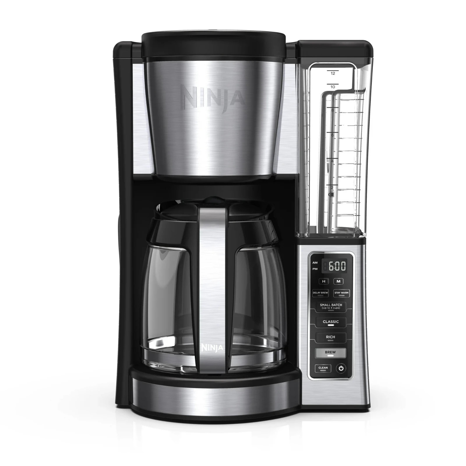 Ninja 12-Cup Stainless Steel Coffee Maker, Glass Carafe, CE250