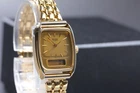Vtg 1983 Seiko Hybrid-L E029-5470 Ana-Digi Gold Tank Quartz Womens Watch JAPAN
