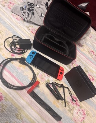 Nintendo Switch with Neon Joy-Cons Dock Case HDMI AC