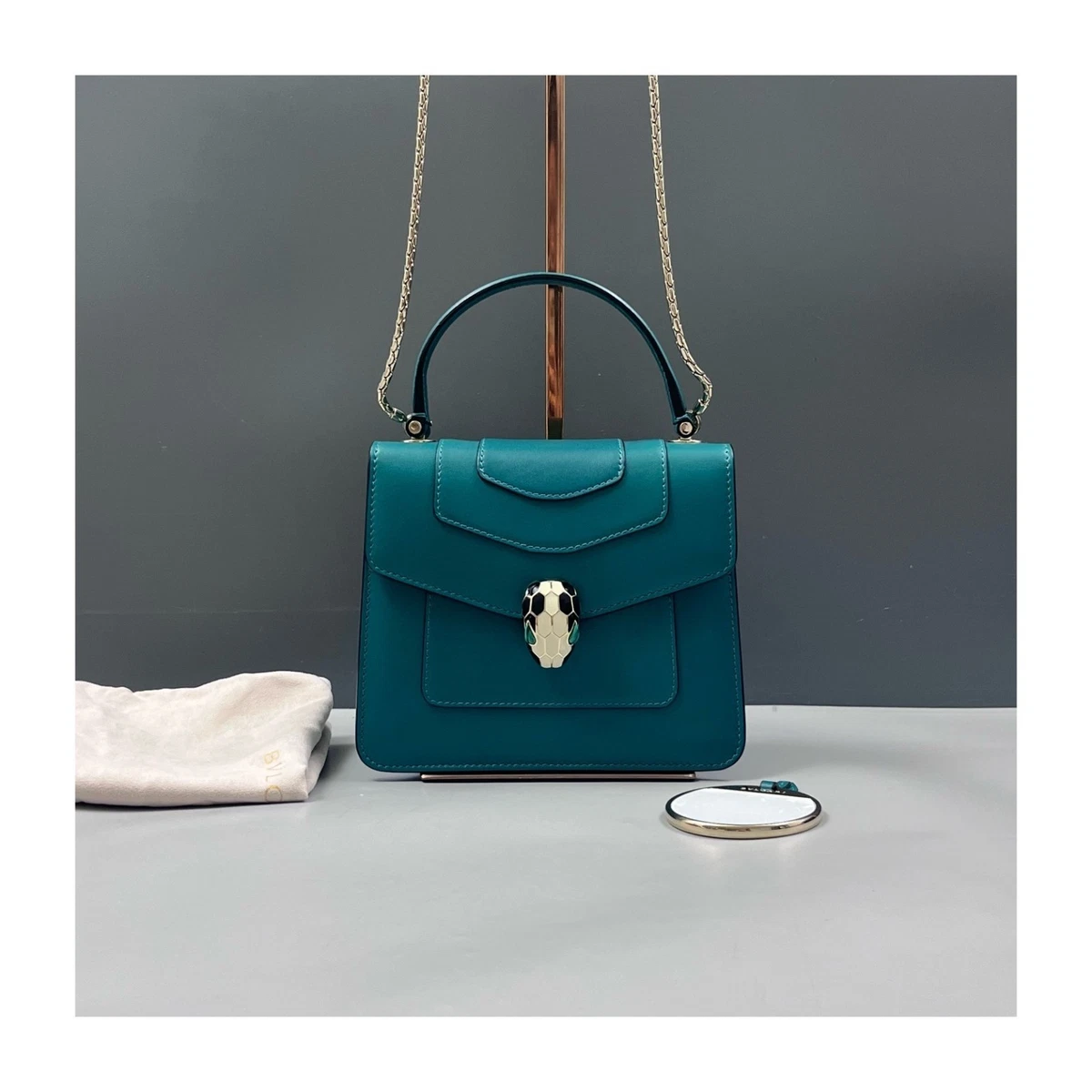 Bvlgari Leather Exterior Green Bags & Handbags for Women for sale 