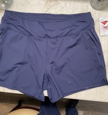 NWT Lands End Women  s Swim Shorts 5  Navy With Pockets And Built In Panty L