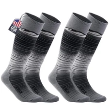 2-Pair Merino Wool Ski Socks, Platinum L (Skyland)