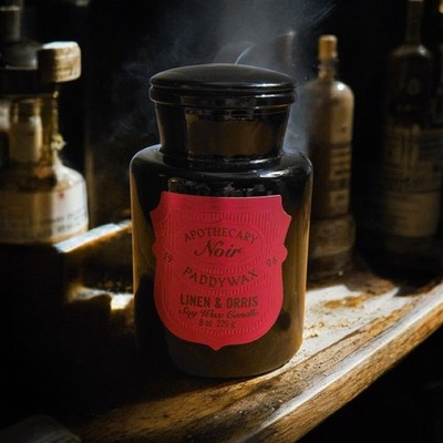 Paddywax Apothecary Noir LINEN & ORRIS Soy Wax Candle 8oz
