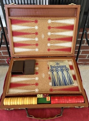 Vintage LOWE Crisloid BAKELITE Backgammon COMPLETE Set  30 Checkers 