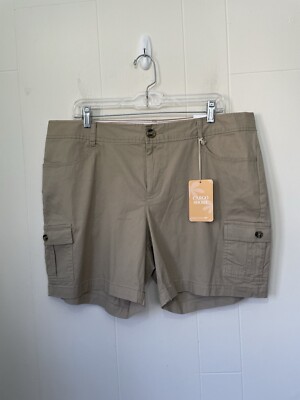 Docker's NWT Women's Cargo Shorts Size 16 Tan Khaki Pockets Cotton Elastane NEW