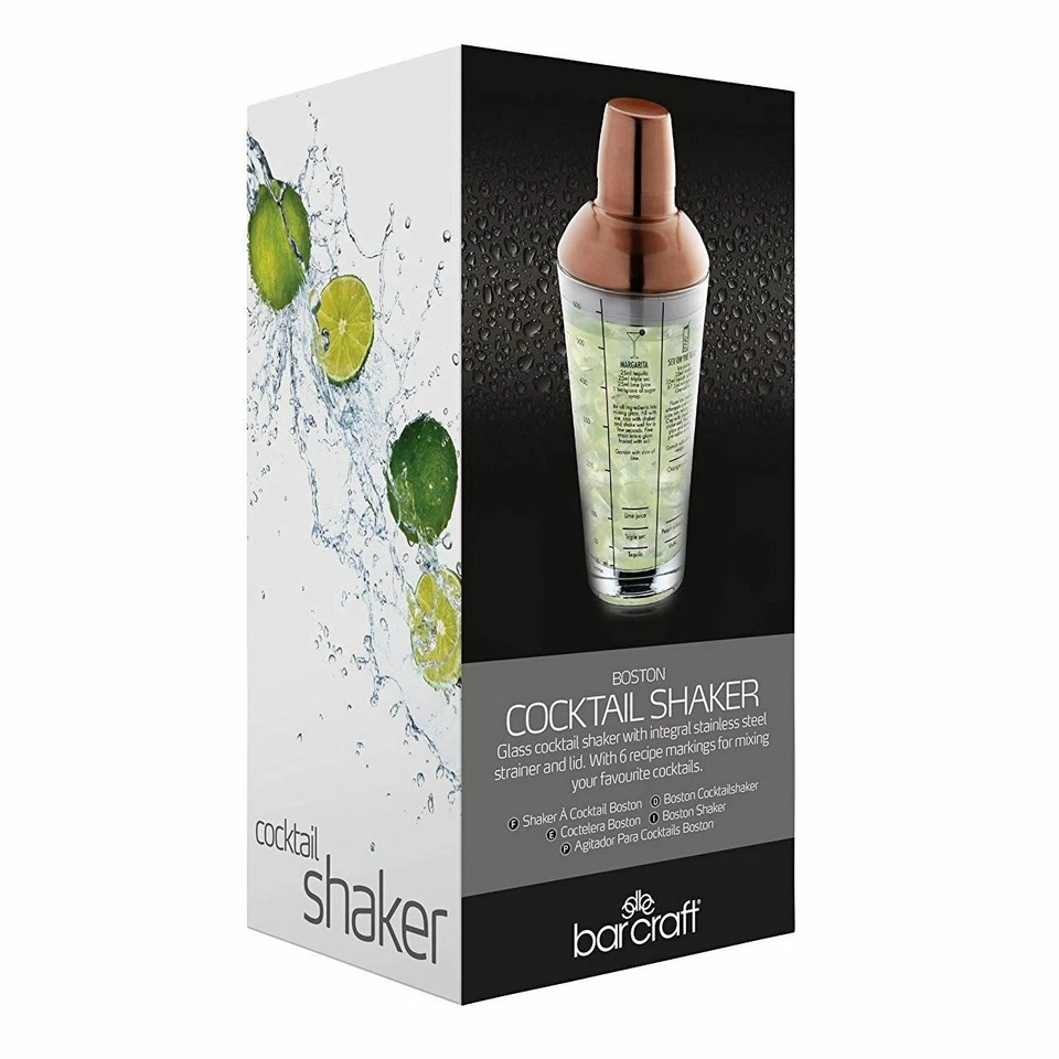 Coctelera Boston de vidrio de cobre 700 ml para hacer bebidas alcohólicas accesorios de barra Foto 3 de 3