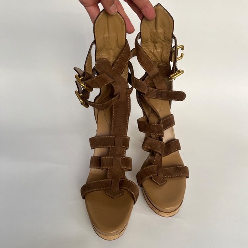 Chloé Plateau Sandalen Wildleder braun beige hohe Riemchen Größe 39 - Bild 11 von 24