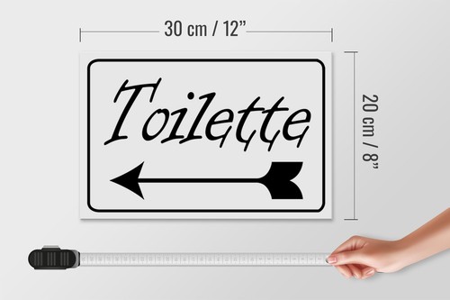 Holzschild Hinweis 30x20 cm Toiletten Pfeil links Holz Deko Schild wooden sign - Bild 5 von 5
