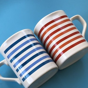 mugs staffordshire ceramic stripes tableware stl cups england blue red