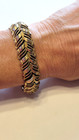 design 7.5" Gold tone Bracelet Vintage signed Monet Wide Chevron Wheat