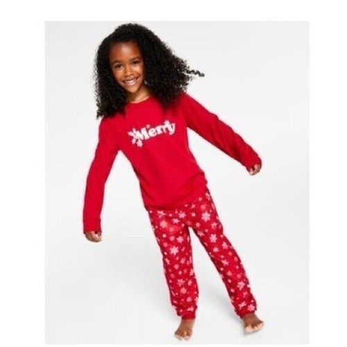 Family Pajamas Matching Kids Merry Snowflake Mix It holiday L(10-12) - Picture 5 of 9