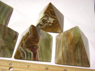 Pyramid solid onyx multicolored hand carved polished 2X2'' four {4} pyramid lot