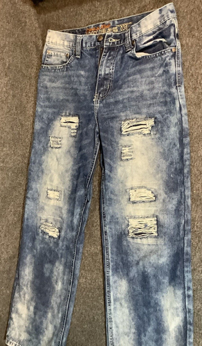 T268 Denim & Rivets Size 18 Stonewash Ripped Boys Youth Blue Jean Pant Bottoms - Picture 11 of 16