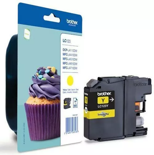 LC123 Yellow Original Brother Printer Ink Cartridge LC 123 Cupcake