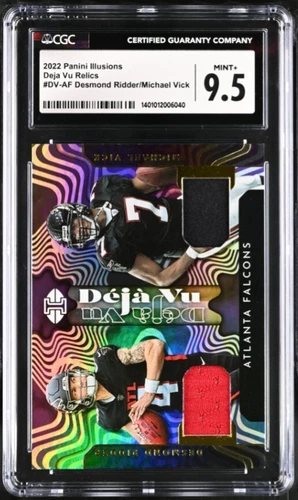 2022 Panini Illusions Deja Vu Relics #DV-AF Desmond Ridder/Michael Vick CGC 9.5