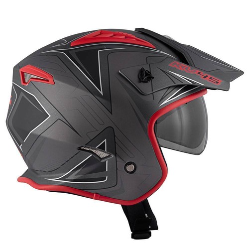 casco jet Kappa Kv45 trial gemini titanio rosso helmet casque helm | eBay