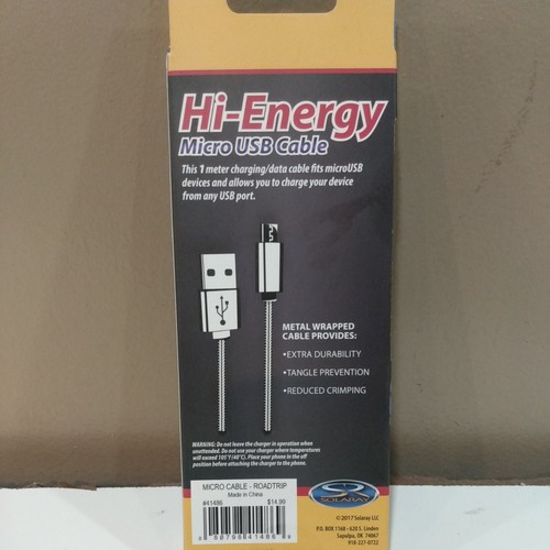 New Solaray Hi-Energy Micro USB Charging/Data Cable 1 Meter Heavy-duty Cable - Photo 5 sur 7
