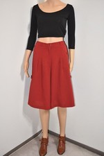 Rare Vintage Wide Leg Cropped Pants Toggle Elastic Waist Crimson Womens Short
