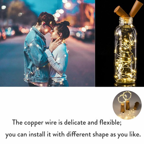 10/15/20 LED Solar Copper Cork Wire String Lights Wine Bottle Xmas Decor Lamp RC - Picture 3 of 21