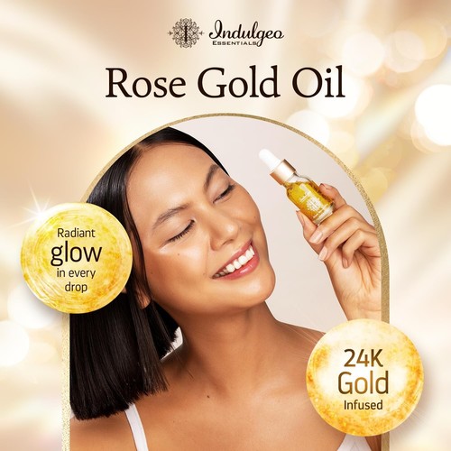 Indulgeo Essentials 24K Rose Gold Beauty Oil for Uneven Skin Tone, Dullness:15ml - Picture 5 of 8