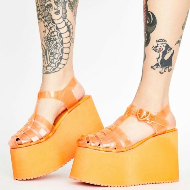 Women's Jelly Sandals Open Toe Platform Transparent Wedge Shoes High Heel L Women's Jelly Sandals Open Toe Platform Transparent Wedge Shoes High Heel L