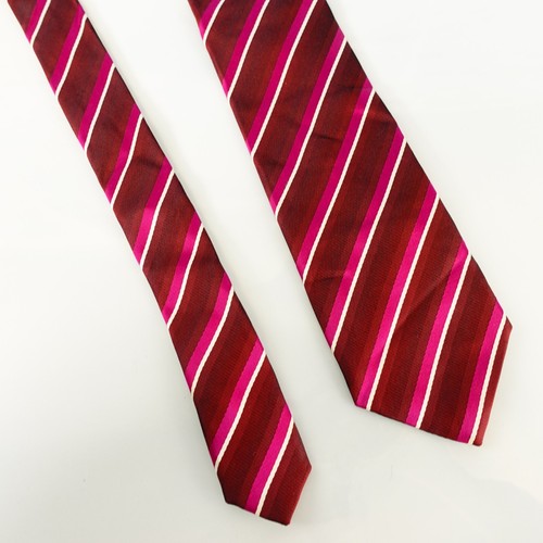 Repp Striped Neck Tie Men Wine Red Silk Regimental Dress Suit Wedding PSFA Japan - Bild 6 von 11