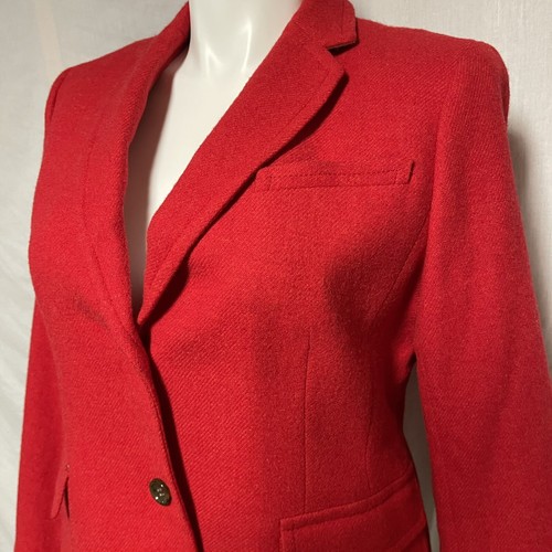 Talbots Womens Jacket Blazer Red Wool Blend Stripe Lining Sz 16 NWT - Picture 2 of 10