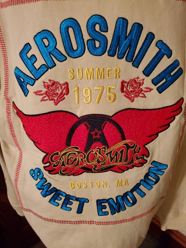 SUDADERA AEROSMITH SWEET EMOTION BANDA DE MÚSICA ROCK LOGOTIPO BORDADO CUELLO REDONDO XL - Imagen 6 de 7